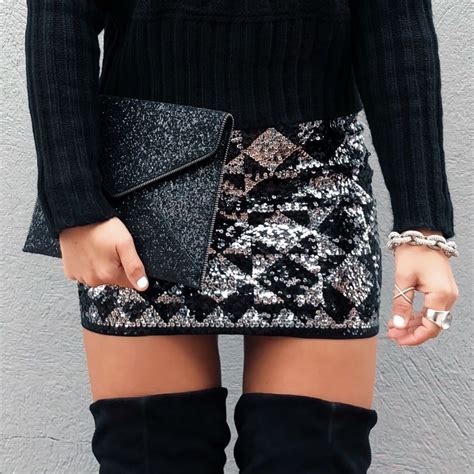 Stunning Geometric Sequin Mini Skirt For The Holidays
