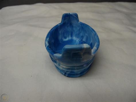 Rare Antique Sowerby Blue Slag Glass Salt Dip Cellar Oval 1880 S 1966883318