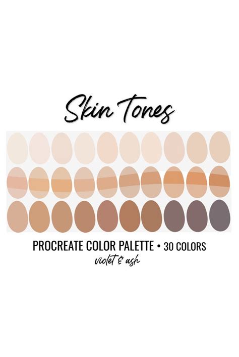 Skin Tones Procreate Palette Color Chart Photoshop Swatches IPad