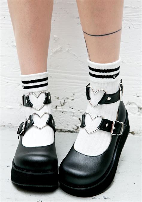 Demonia Evil Crybaby Mary Janes Goth Shoes Kawaii Shoes Heart Platforms