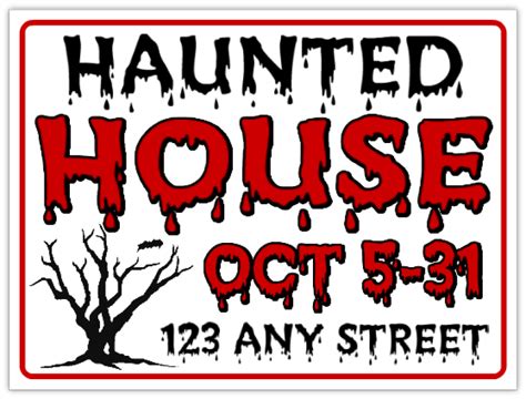 Haunted House Sign Halloween Signs Scary Sign