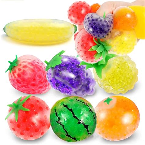5cm Fruit Squishy Balls Fruit Water Bead Filled Squeeze Stress Balls Fruit Sensory Stress Mini
