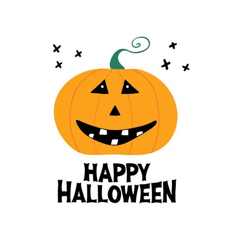 Cute smiling pumpkin character with Happy Halloween lettering 3069181 Vector Art at Vecteezy