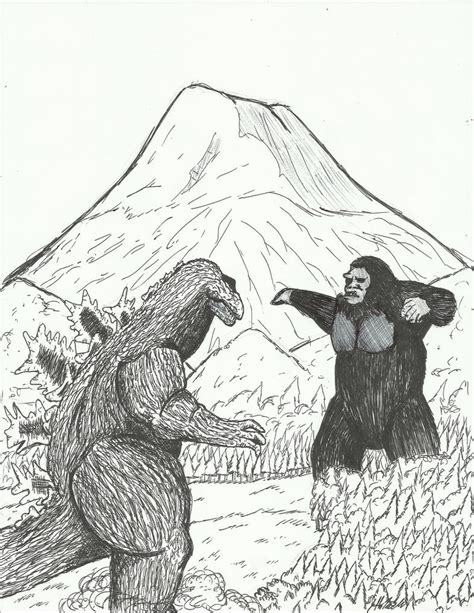 Godzilla Vs Kong Drawing King Kong Vs Godzilla By Darkwolf2284 On