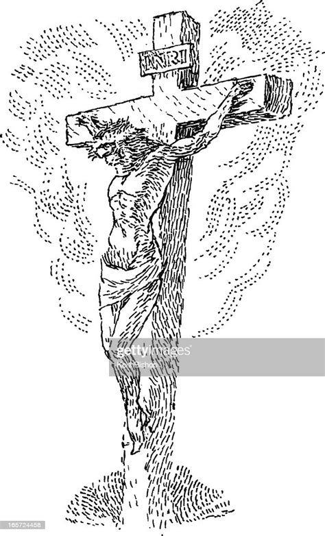 Jesus Christ On Cross At Crusifixion Pen And Ink High Res Vector