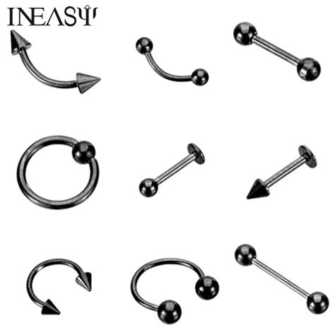 9pcs Nose Ring Septum Stainless Steel Nose Piercing Rings Women Fashion Navel Piercing For The