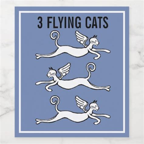 3 Flying Cats Comic Art Image Wine Label Zazzle Flying Cat Wine