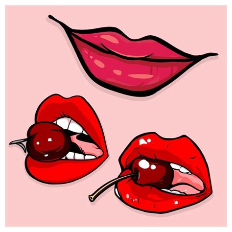 Premium Vector Sexy Lips Bite Cherry