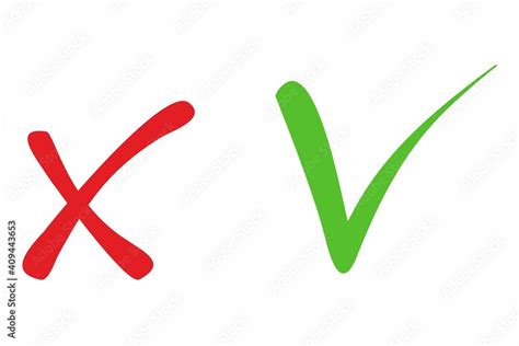 Handwritten Green Check Mark And Red X Mark Vector Stock 벡터 Adobe Stock