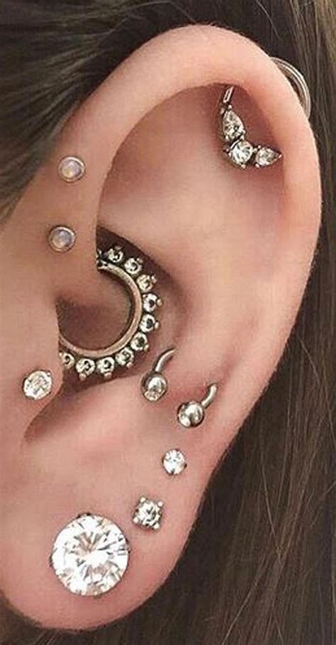 Cute Multiple Ear Piercing Ideas For Women Cartilage Helix Daith