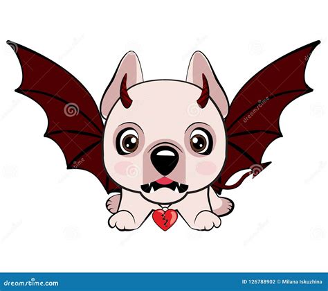 Devil Dog With Horns And Bat Wings Stock Vector Illustration Of Horn