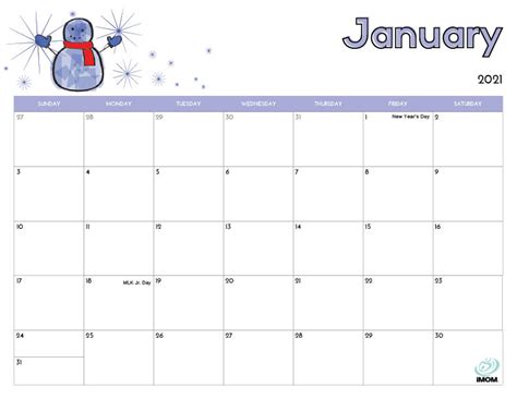 Cute 2021 Printable Blank Calendars Custom Editable 2021