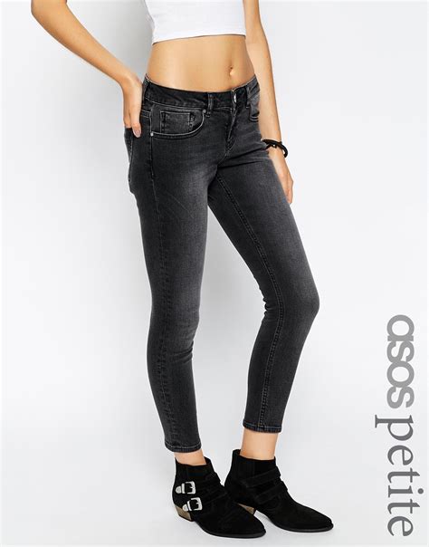 Asos Whitby Ankle Grazer Skinny Jeans In Washed Black In Black Lyst