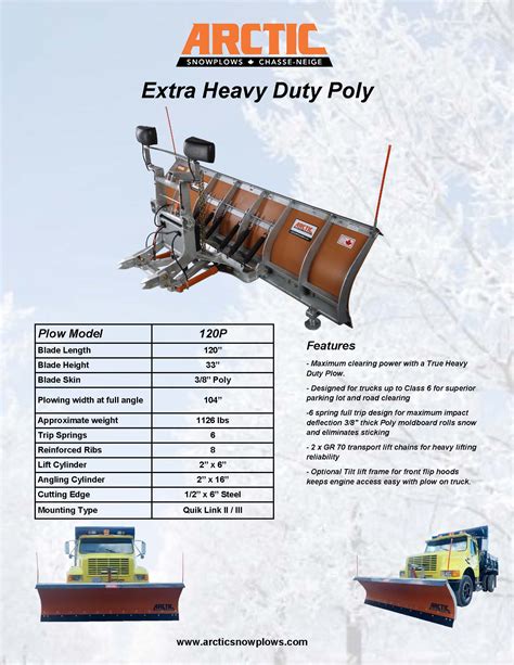 Extra Heavy Duty Poly Blade Arctic Snowplows Chasse Neige Arctic