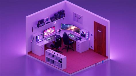3d Isometric Gaming Room By Ninjo3d On Deviantart