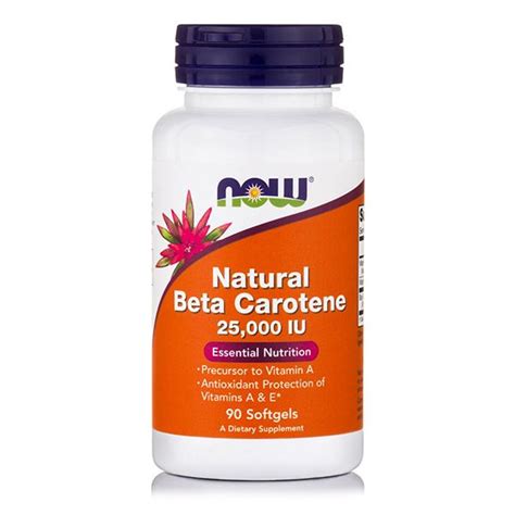 Now Natural Beta Carotene 25000iu 90 Softgels Carotenoids Vita4you