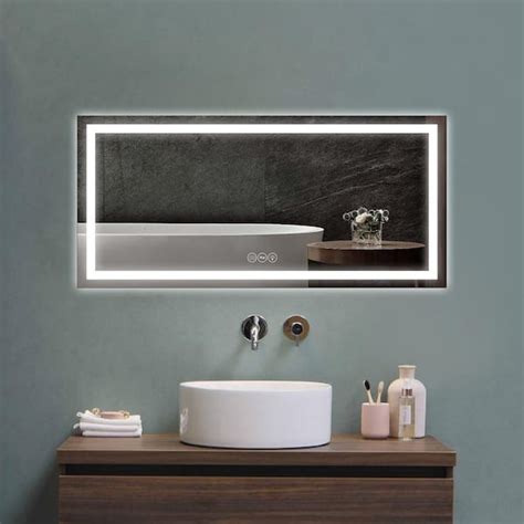 Inster Luminous 60 In W X 28 In H Rectangular Frameless Led Mirror Dimmable Defog Wall Mounted