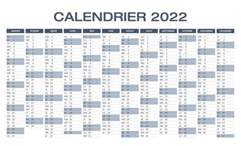 Calendrier 2022 Excel Et Pdf À Télécharger Et Imprimer