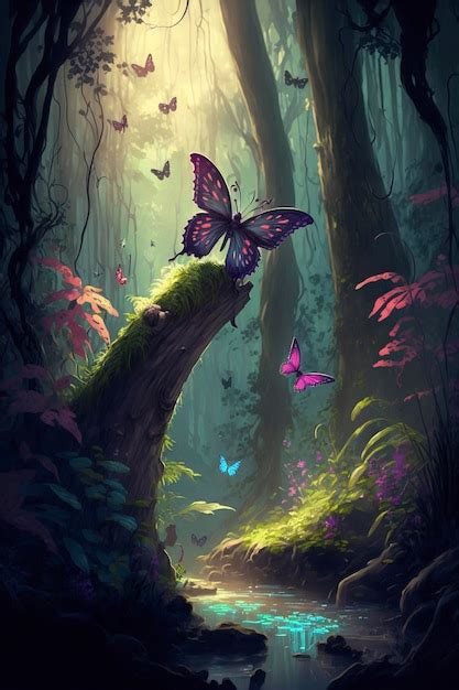 Premium Ai Image Enchanted Butterfly Forest