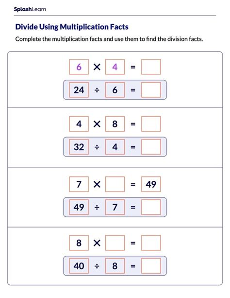 Divide Using Multiplication Fact Math Worksheets Splashlearn 69600 Hot Sex Picture