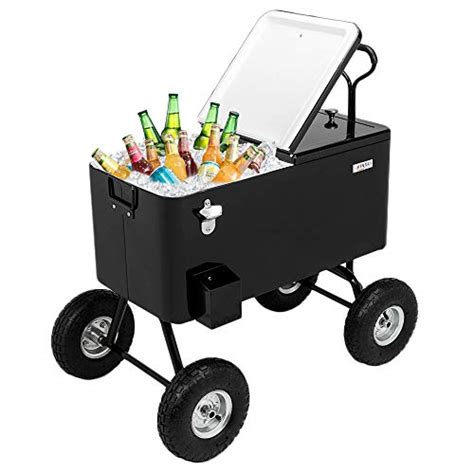 Vingli 80 Quart Wagon Rolling Cooler Ice Chest Wlong Handle And 10