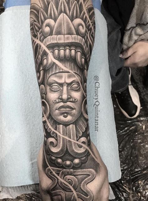 Aztec Tattoo Forearm By Chuey Quintanar Aztec Tattoos Sleeve Aztec
