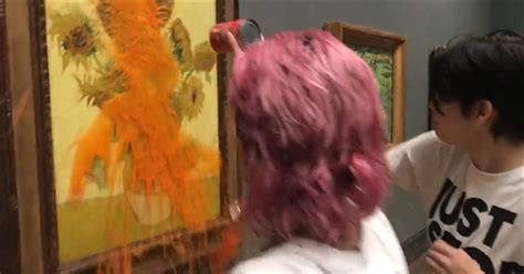 Climate Activists Throw Soup At Vincent Van Goghs Painting ‘sunflowers