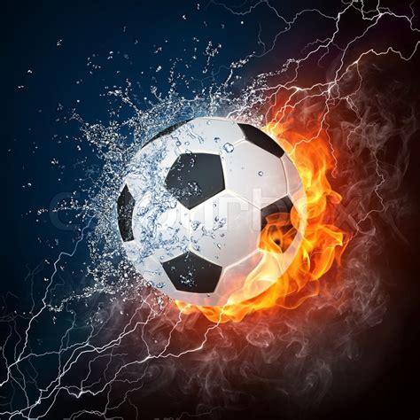 Soccer Ball On Fire And Water 2d Stock Image Colourbox