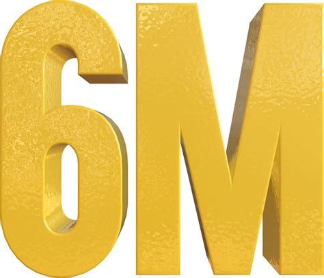 Number 6 Million Yellow Metal Paint 3d Render 16653160 Png