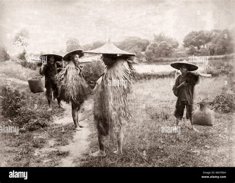19th Century Vintage Photograph China Chinese Peasants Farm
