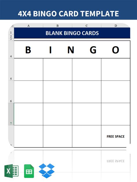 Blank Bingo Cards 4x4 Templates At