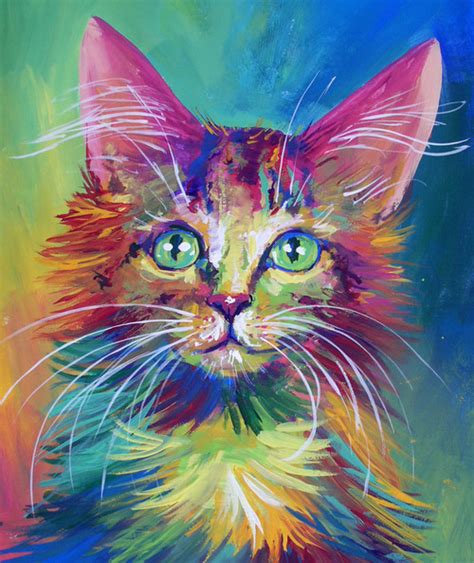 Kitty Cat Pretty Art Trippy Rainbow Beautiful Painting