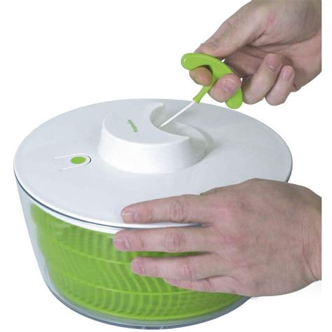 Prep Solutions 4qt Self Retracting Pull Cord Home Salad Spinner Green