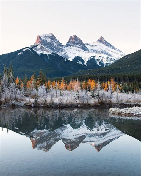 sunrise reflection. the three sisters. canmore. al  - | Three sisters, Three sister tattoos 