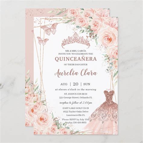 Sweet Invitations Quince Invitations Gold Invitations Rose Gold