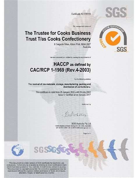 Haccp Certificate 2022 Cooks Confectionery
