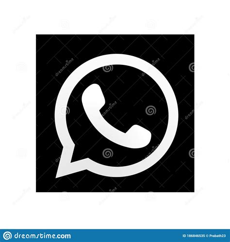 Squared Black And White Whatsapp Logo Icon Stock Vector Illustration Of