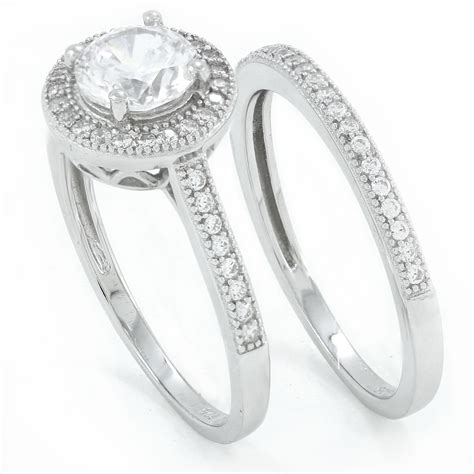 925 Sterling Silver Round Cut Simulated Diamond Engagement Wedding
