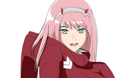 Download the background for free. darling in the franxx zero two with green eyes with white ...