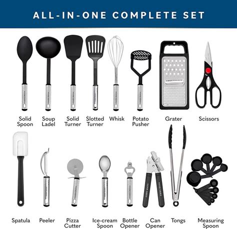Home Hero 25pc Kitchen Utensil Set Nylon And Stainless Steel Cooking