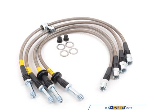 Act streetlight flywheel, act sport clutch, rogue engineering ssk, h&r sways, h&r sport springs, koni yellows, alcantara m3 coby wrapped wheel, dinan strut tower brace, active autowerke headers, kassel performance tune, bmw. PLBE46M3DCOAT - E46 Stainless Steel Brake Line Set - DOT Approved | Turner Motorsport