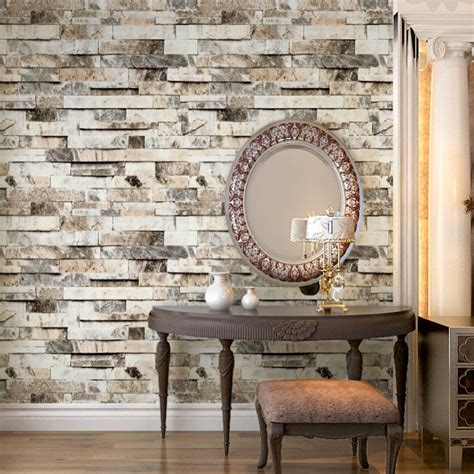 Haokhome Modern Faux Brick Stone Textured Wallpaper 3d Pvc