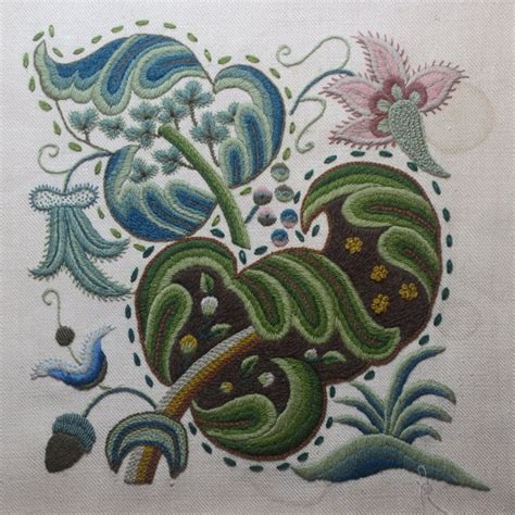 Early Jacobean Embroidery Crewel Work Sampler