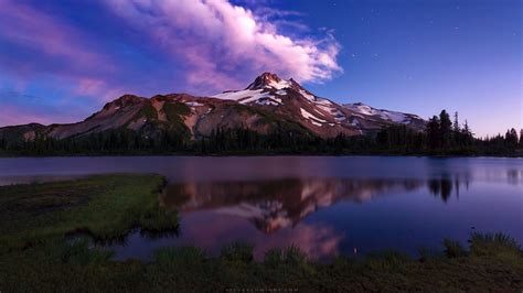 Early Twilight Of Mt Jefferson And Russell Lake Within Jefferson Park