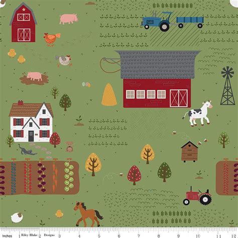 Sale Country Life Main C13790 Grass Riley Blake Designs Farm Anima