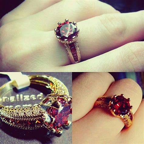 Red Ruby Ring Gold Plated Rings Red Jewelry Wedding Women Rings