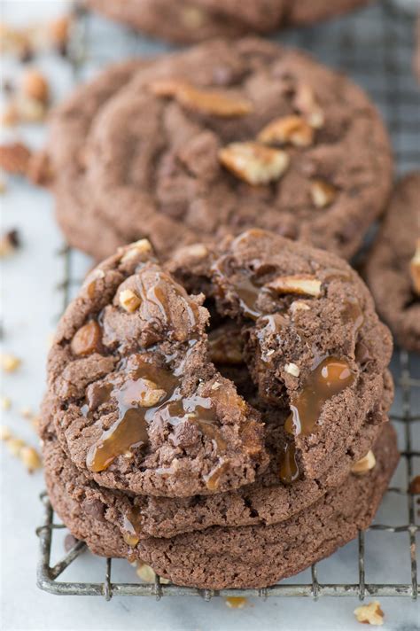 Insanely Delicious Turtle Cookies With A Chocolate Batter Loaded With