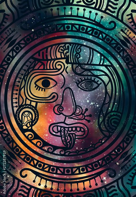 Abstract Mandala Inca Maya Civilizations Graphic Design Decorative With