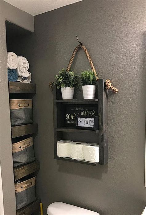 With toiletries, towels, bathroom tissue, and more to store, the often tiny under the sink cabinet just can't hold it all! Farmhouse Bathroom Hanging Rope Ladder Shelf, Modern ...