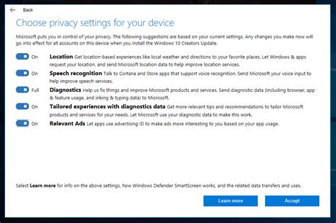Windows 10 Creators Update Review Privacy Settings For Your Device